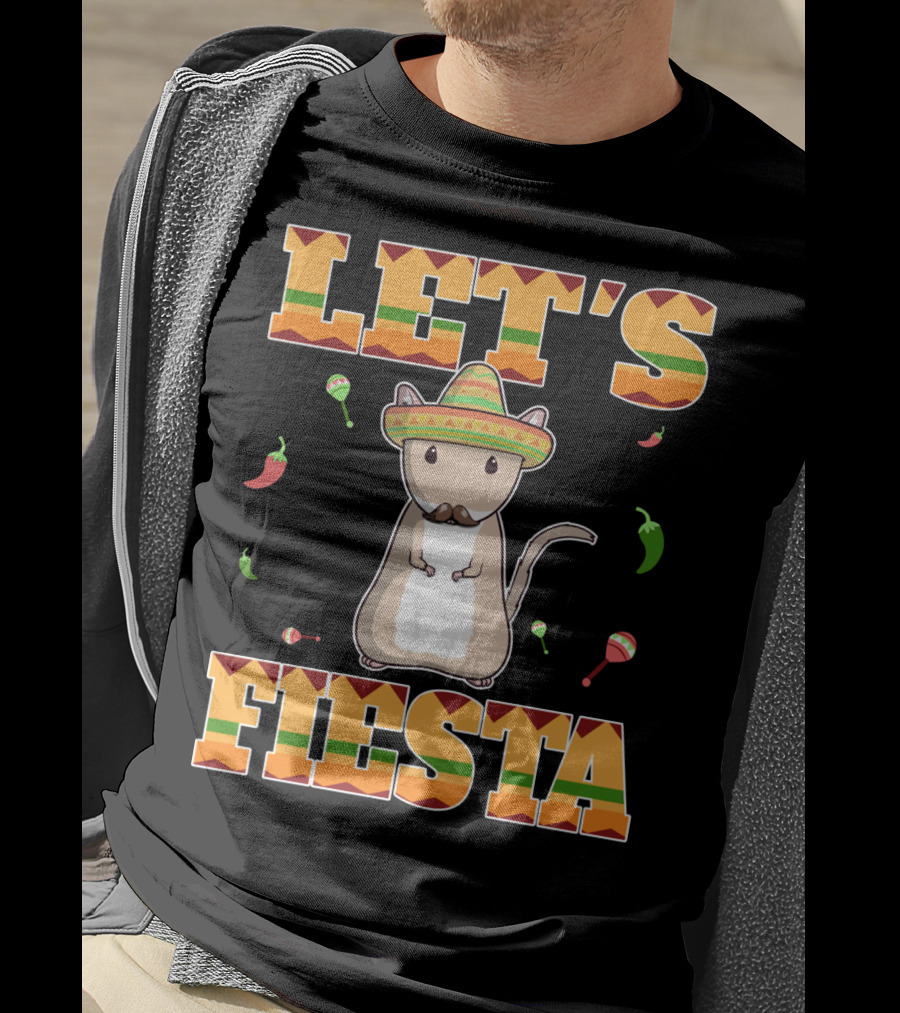 Let's Fiesta Gerbil Sombrero Peppers Maracas Mexican Cinco De Mayo T-Shirt