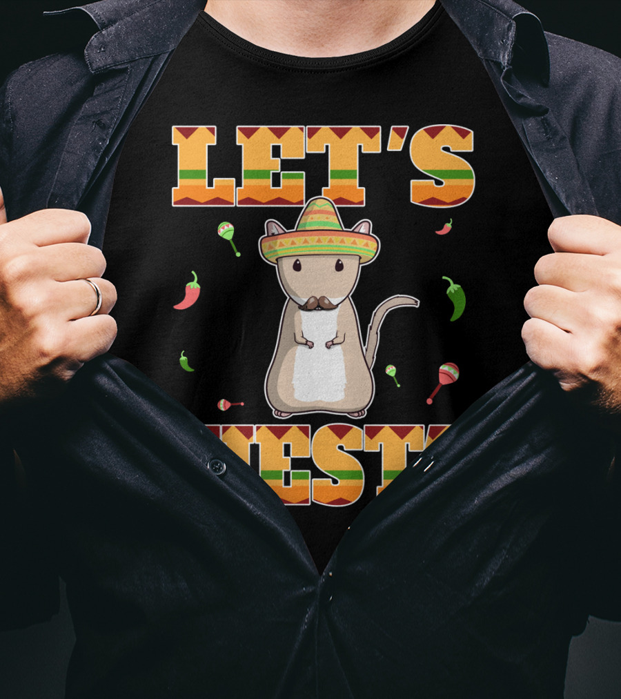 Let's Fiesta Gerbil Sombrero Peppers Maracas Mexican Cinco De Mayo T-Shirt