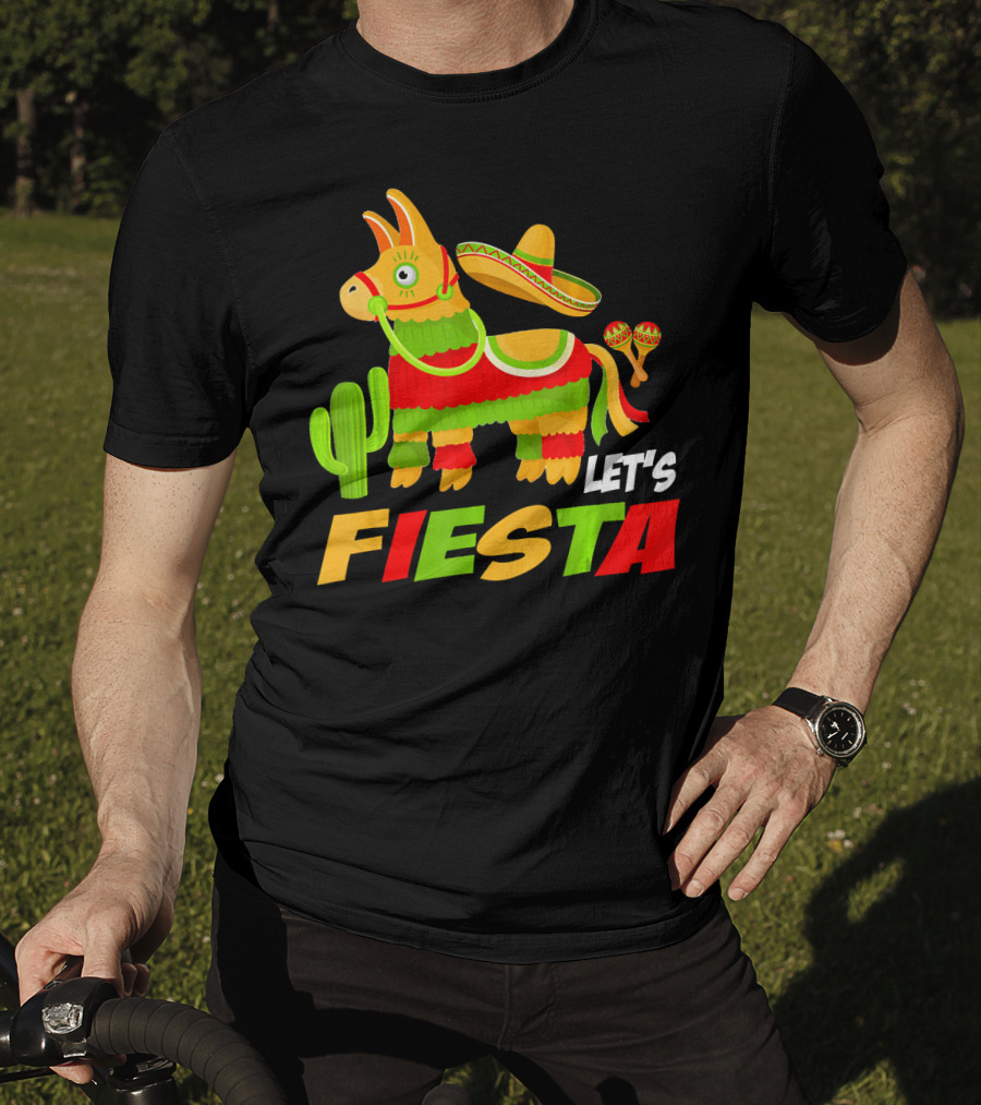 Let's Fiesta Cinco De Mayo Sombrero Piñata Cactus Maracas T-Shirt