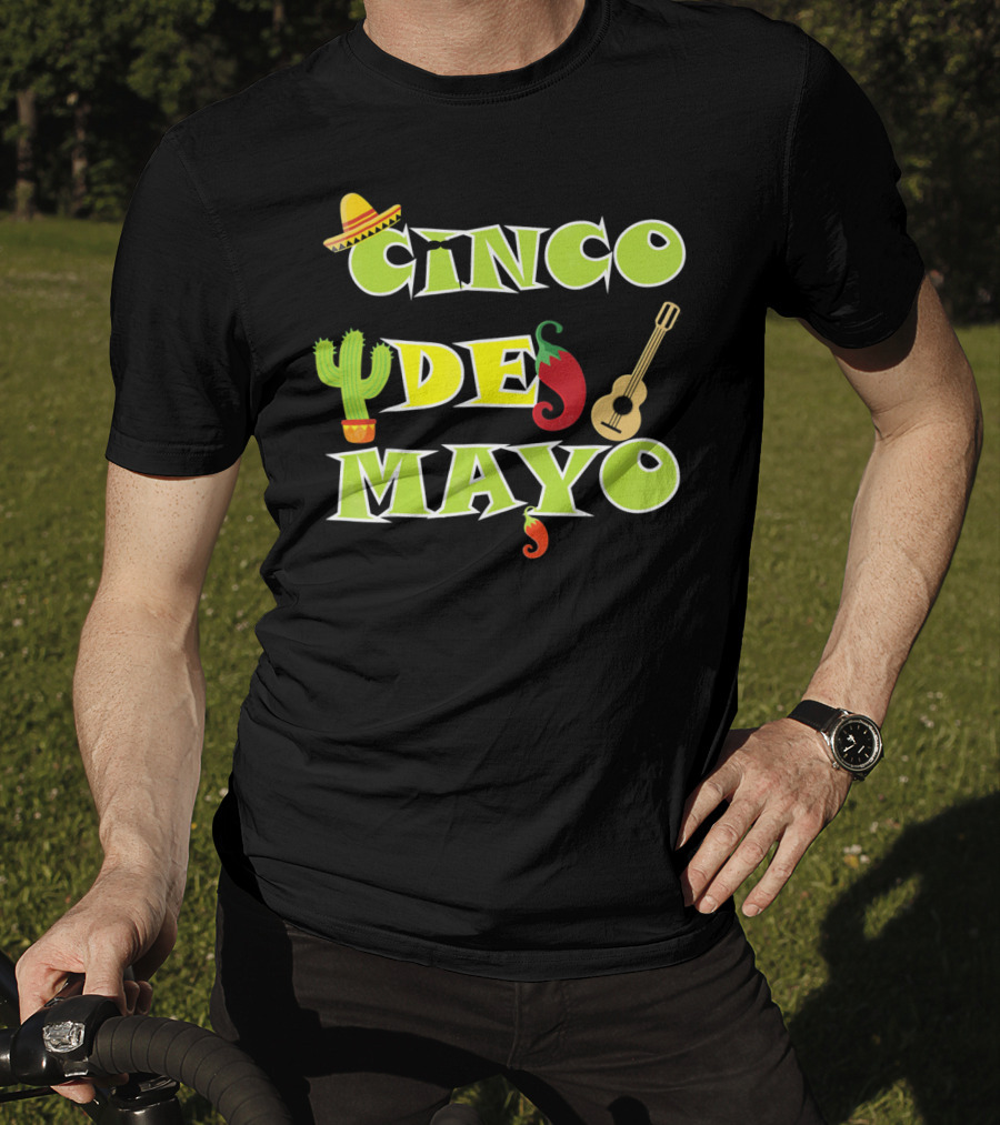 Cinco De Mayo Cactus Sombrero Guitar Chili Pepper Fiesta T-Shirt