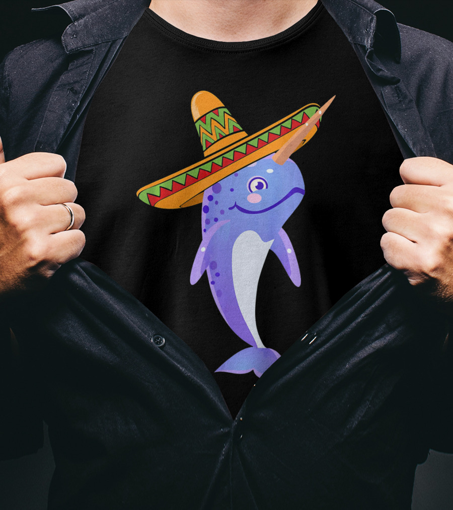 Narwhal Sombrero Mexican Fiesta Cinco De Mayo T-Shirt