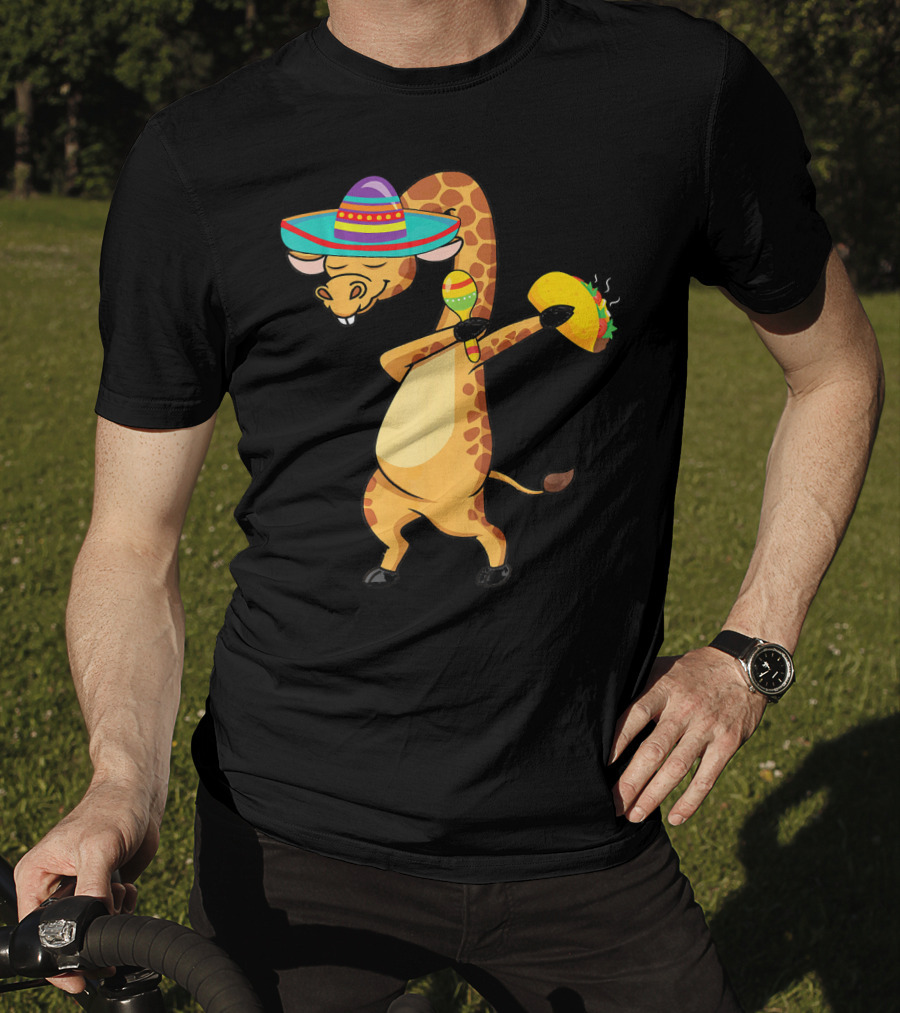 Cinco De Mayo Giraffe Dabbing With Taco And Sombrero T-Shirt