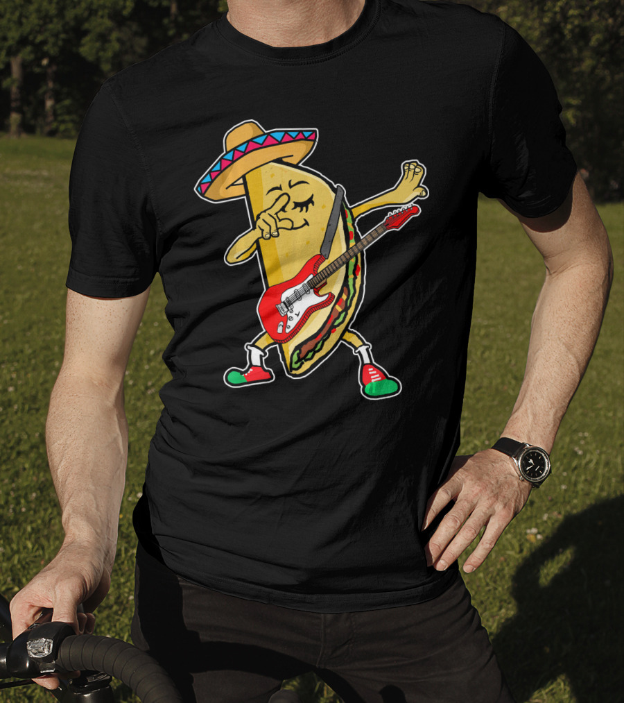 Dabbing Taco Sombrero Guitar Kids Mexican Fiesta T-Shirt