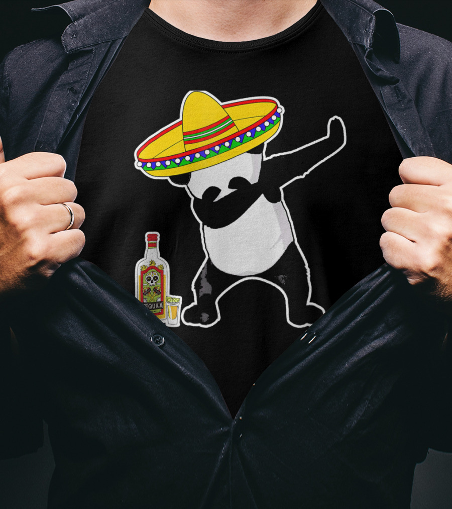 Cinco De Mayo Panda Dabbing With Sombrero And Tequila T-Shirt