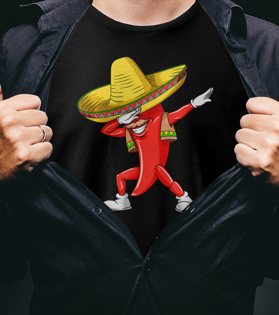 Dabbing Chili Pepper Sombrero Dance Cinco De Mayo T-Shirt