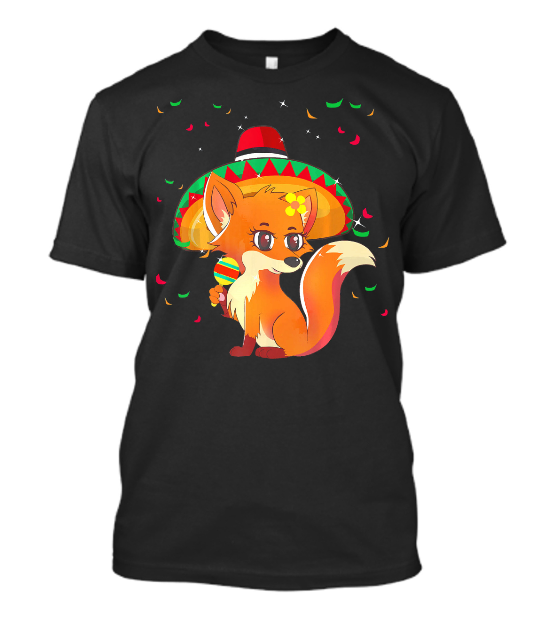 Cute Foxy Fox Sombrero Cinco De Mayo 5th Of May T-Shirt