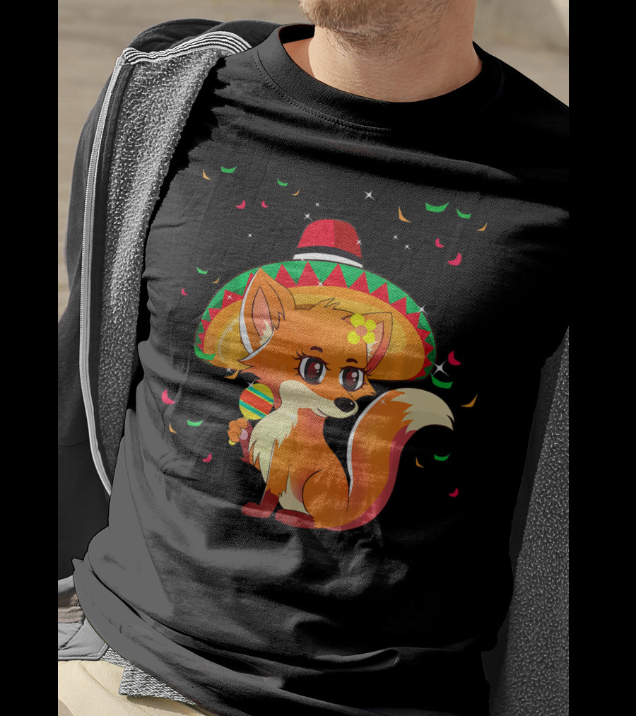 Cute Foxy Fox Sombrero Cinco De Mayo 5th Of May T-Shirt