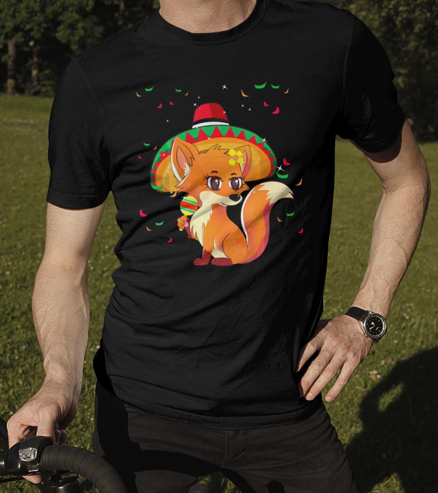 Cute Foxy Fox Sombrero Cinco De Mayo 5th Of May T-Shirt
