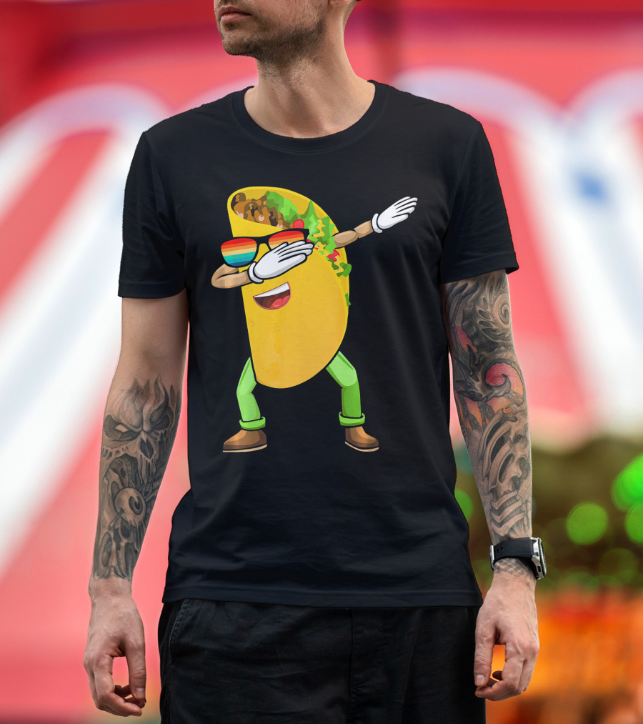 Dabbing Taco With Sunglasses Cinco de Mayo Fiesta Fun T-Shirt