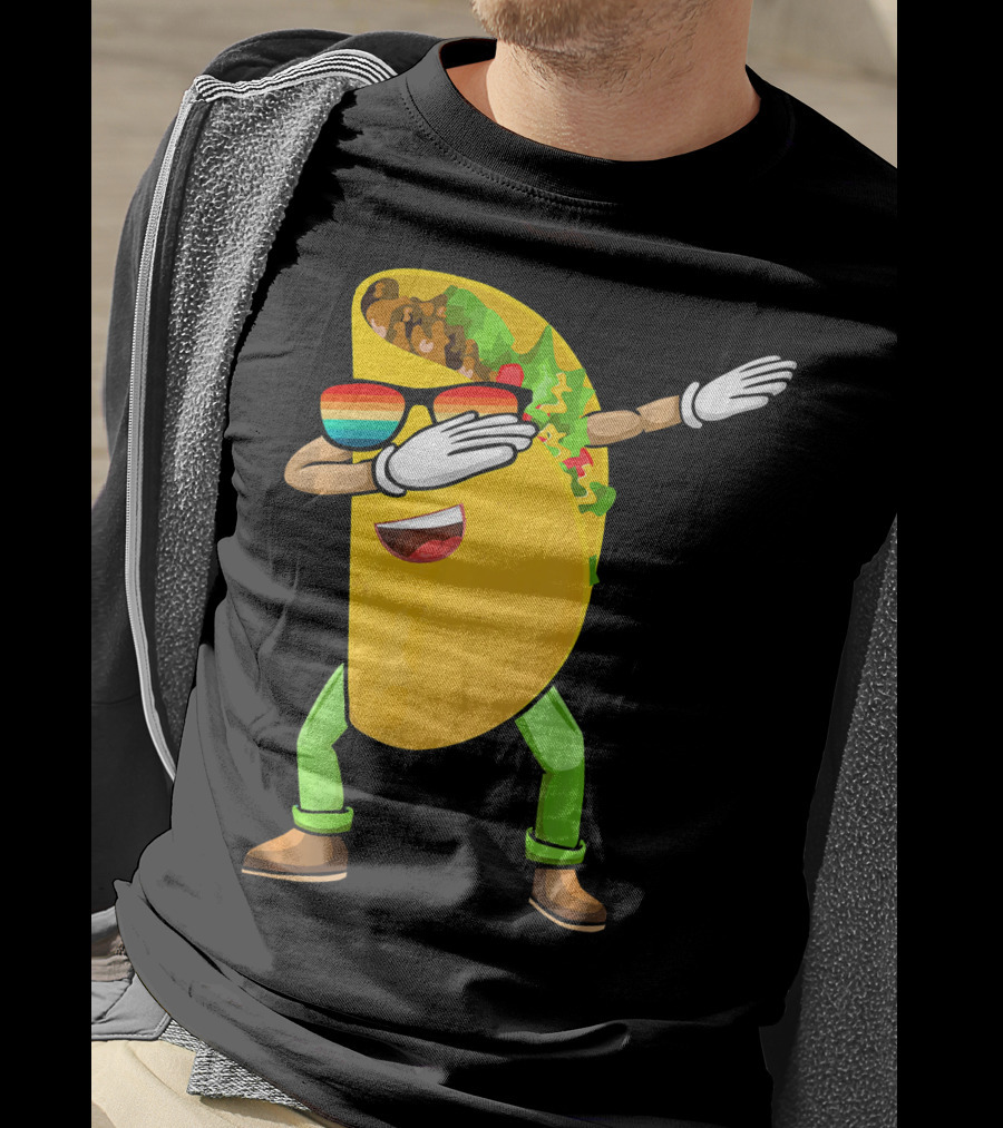Dabbing Taco With Sunglasses Cinco De Mayo Fiesta Fun T-Shirt