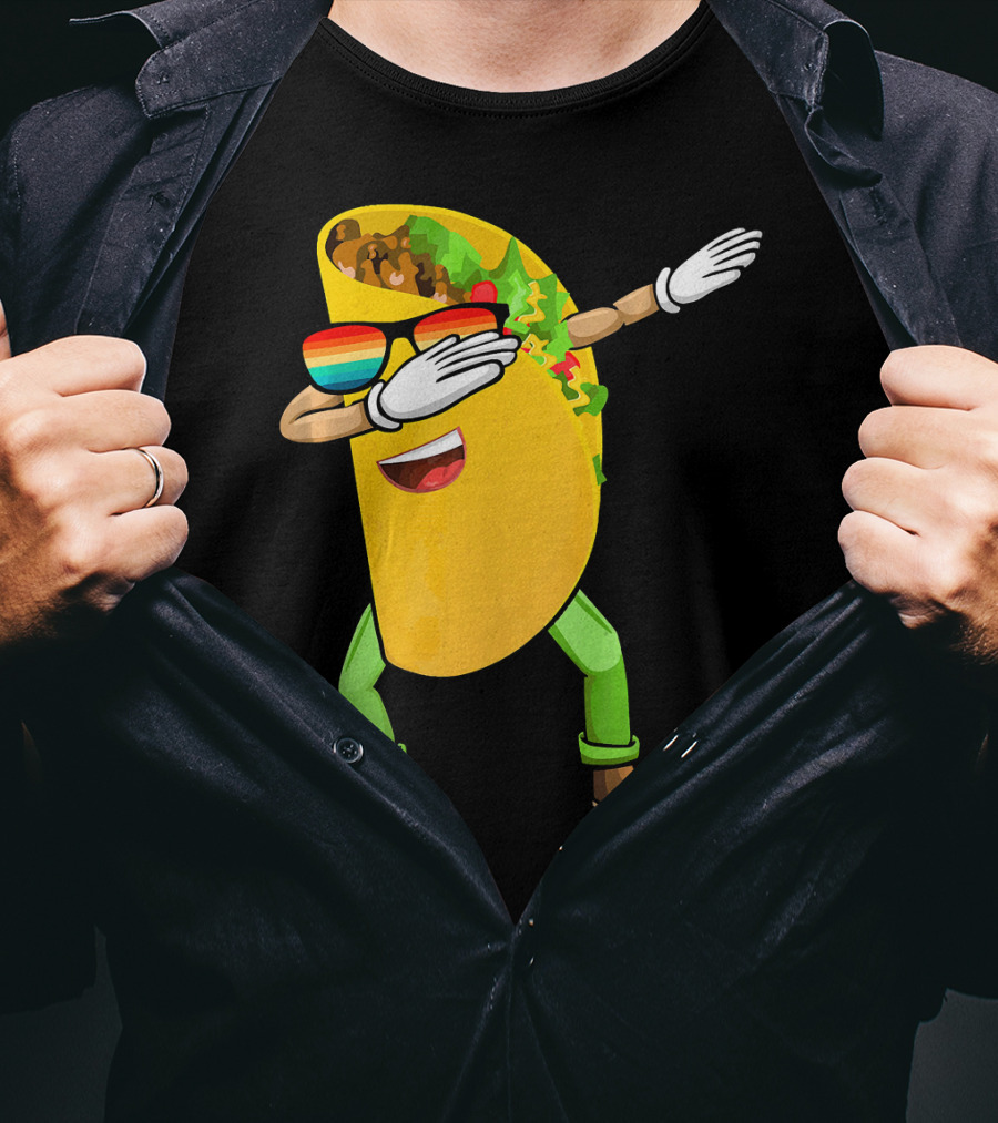 Dabbing Taco With Sunglasses Cinco De Mayo Fiesta Fun T-Shirt