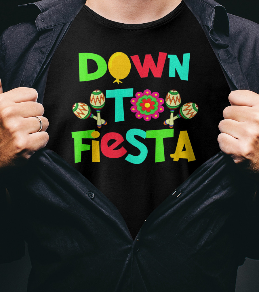 Down To Fiesta Cinco De Mayo Colorful Maracas Balloon Flower T-Shirt