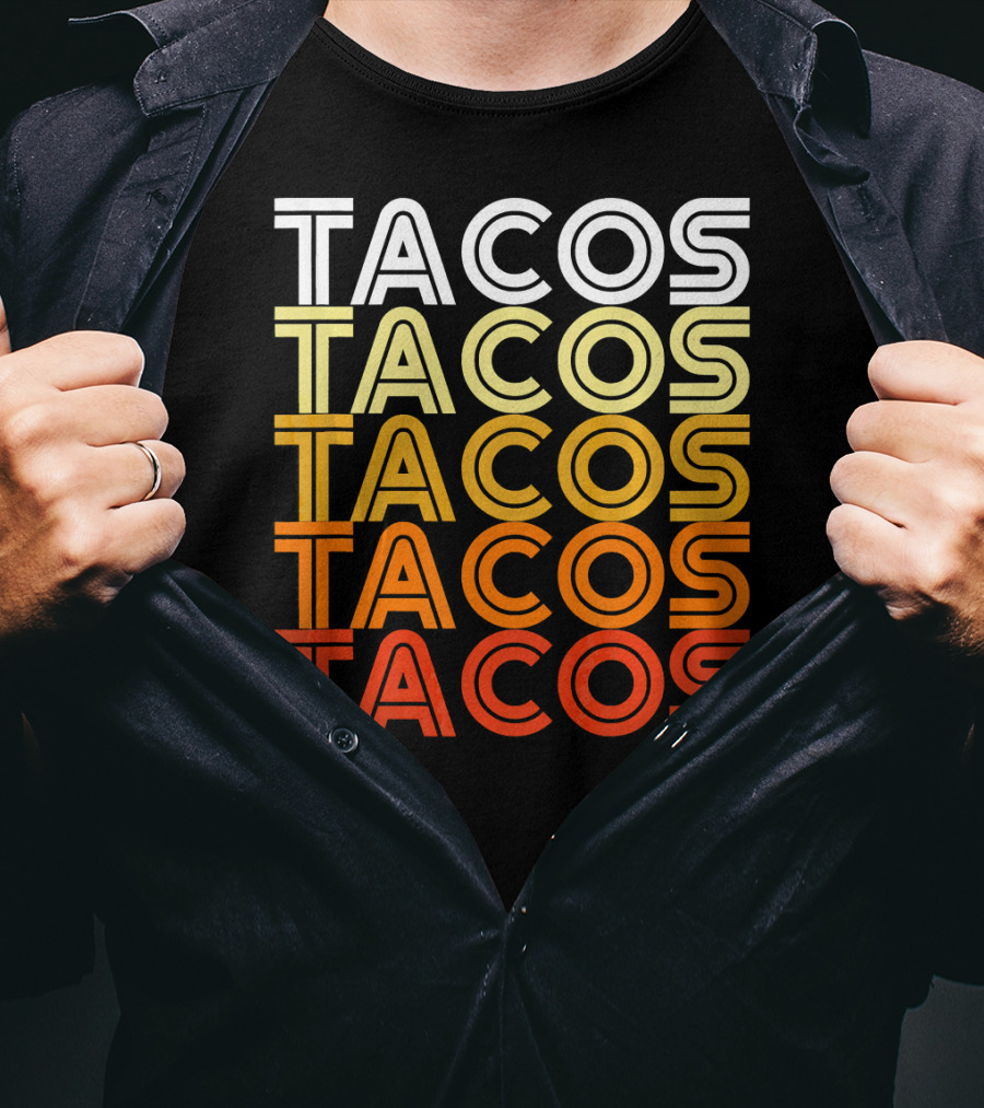 Cool Retro Vintage Tacos Gradient T-Shirt