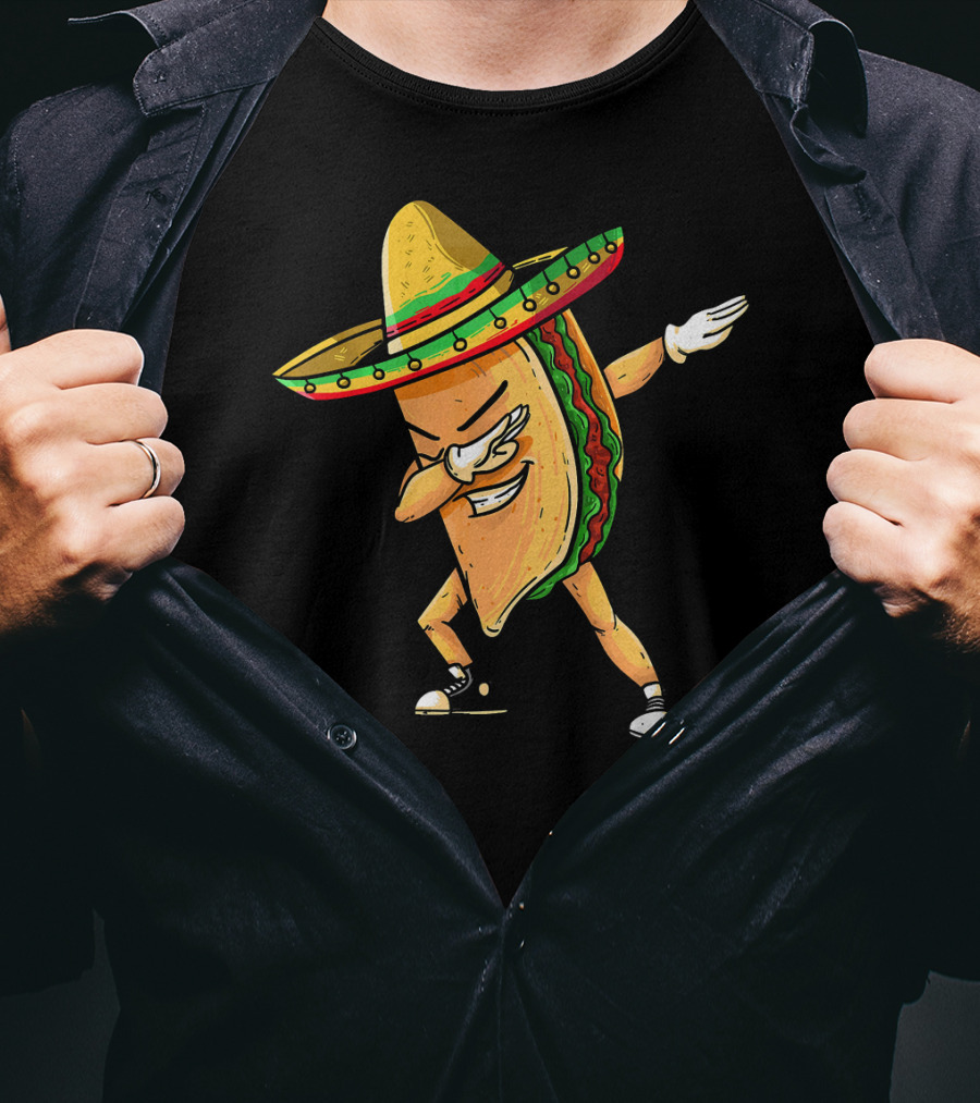 Funny Dabbing Taco Mexican Cinco De Mayo Sombrero Dance T-Shirt