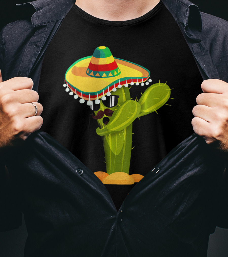 Cinco De Mayo Dabbing Cactus Sombrero Boy T-Shirt