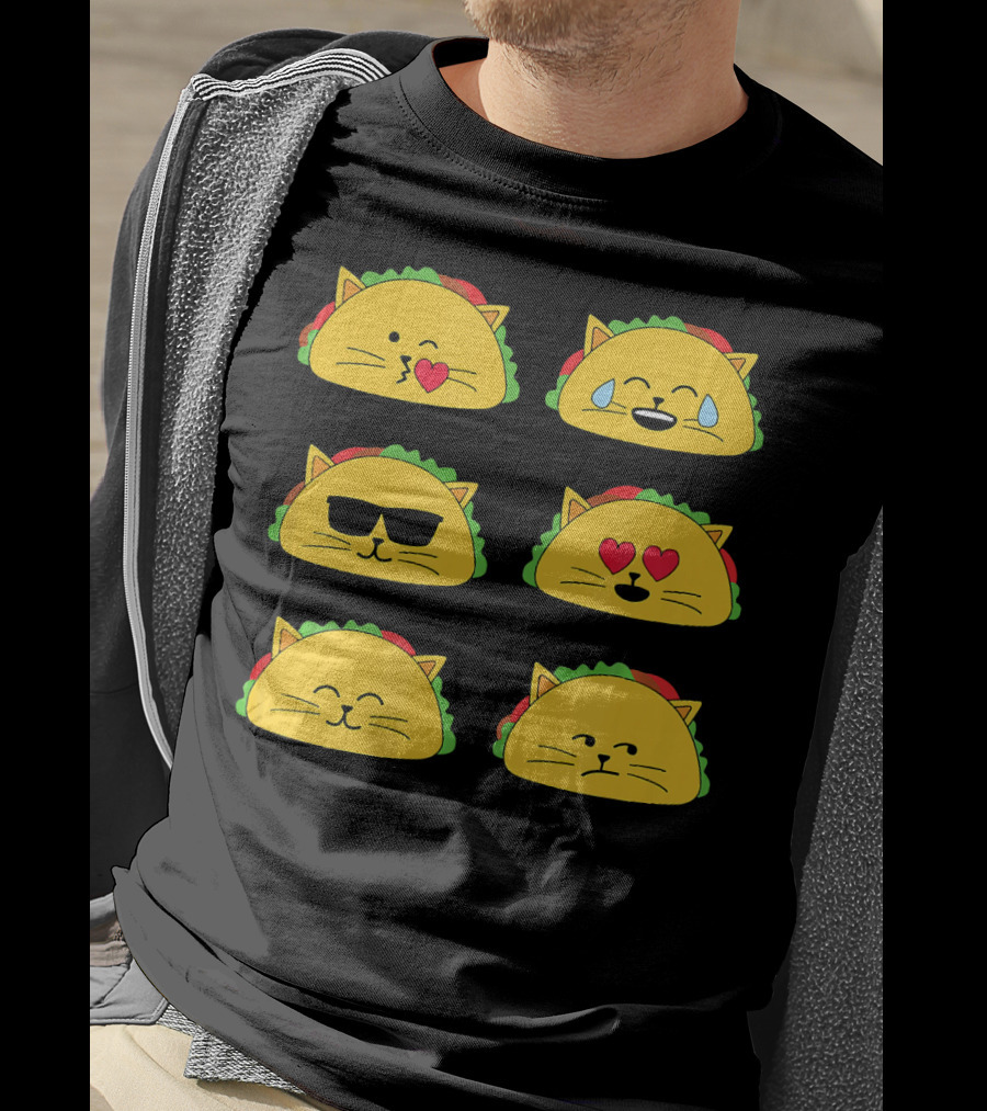 Taco Cat Emoji Faces Tacocat Lover T-Shirt