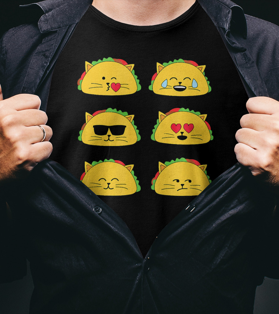 Taco Cat Emoji Faces Tacocat Lover T-Shirt