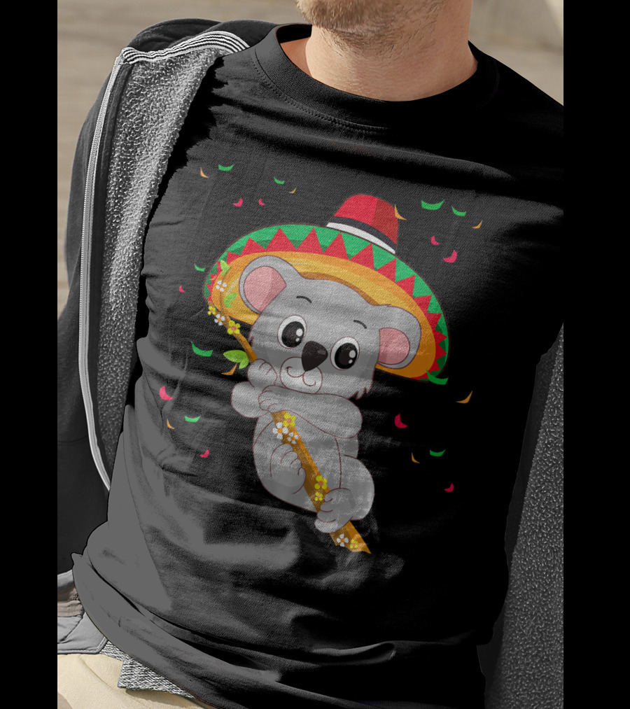 Cute Koala Bear With Sombrero Celebrating Cinco De Mayo 5th Of May T-Shirt