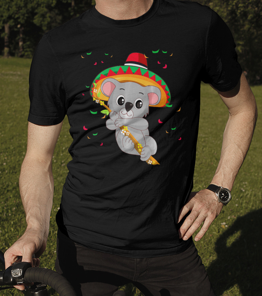 Cute Koala Bear With Sombrero Celebrating Cinco De Mayo 5th Of May T-Shirt