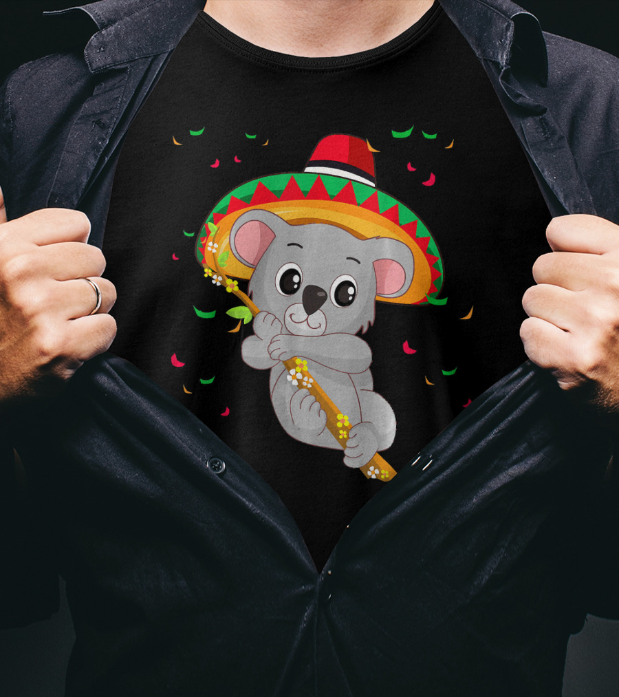 Cute Koala Bear With Sombrero Celebrating Cinco De Mayo 5th Of May T-Shirt