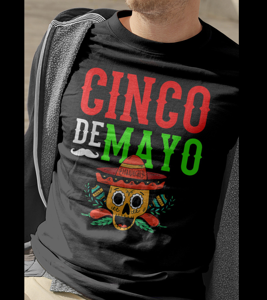 Cinco De Mayo Mariachi Skull Funny Mexic T-Shirt