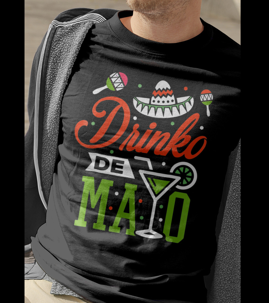 Drinko De Mayo Sombrero Maracas Margarita Icons T-Shirt