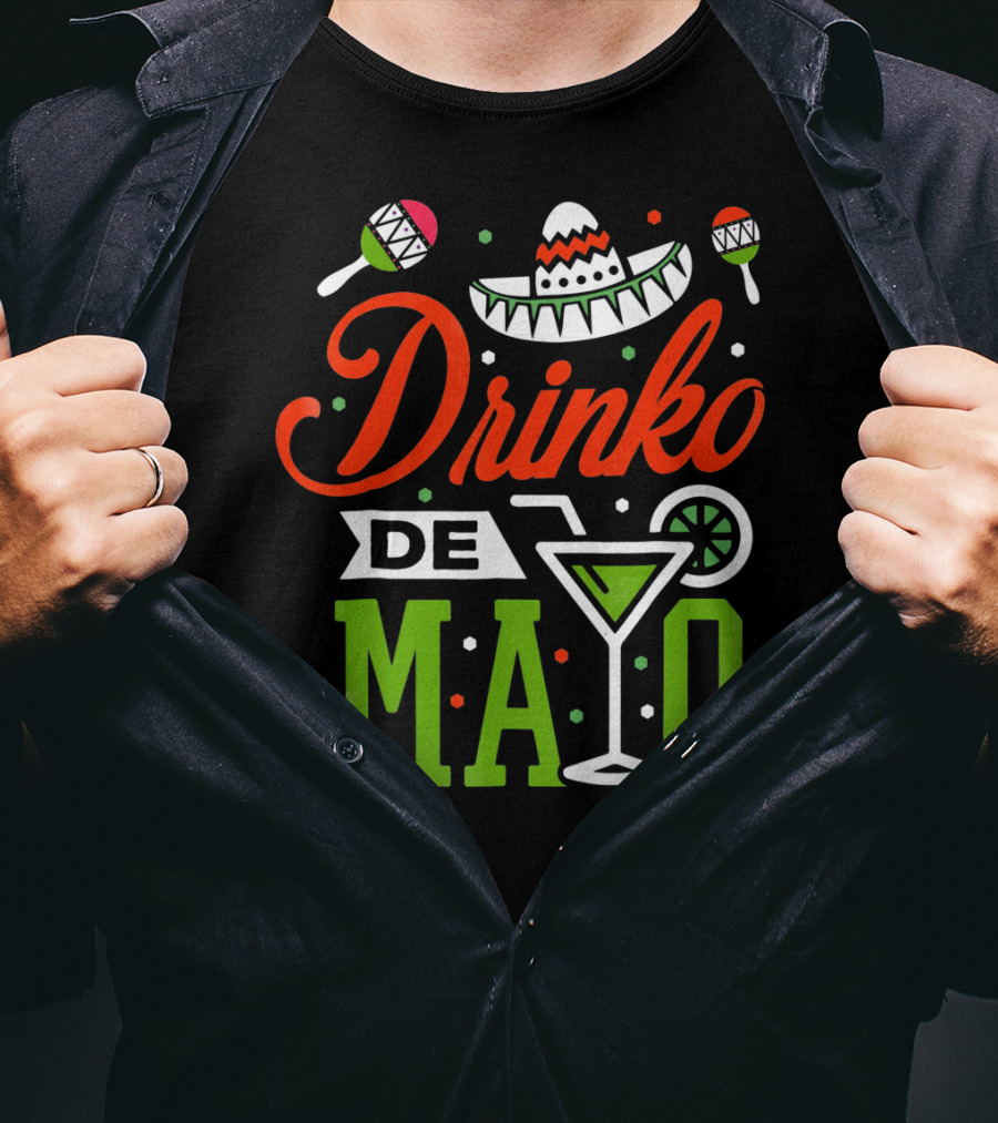 Drinko De Mayo Sombrero Maracas Margarita Icons T-Shirt