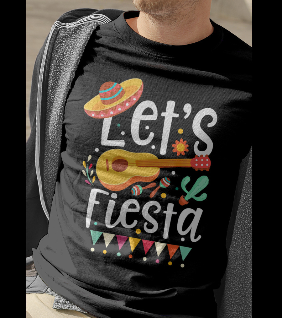 Let's Fiesta Cinco De Mayo Mexican Guitar T-Shirt