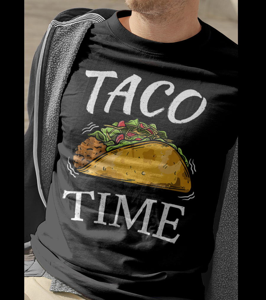 Taco Time Funny Cinco De Mayo Celebration With Taco Drawing T-Shirt