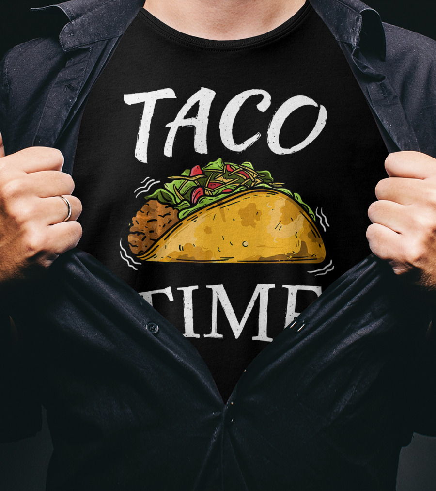 Taco Time Funny Cinco De Mayo Celebration With Taco Drawing T-Shirt
