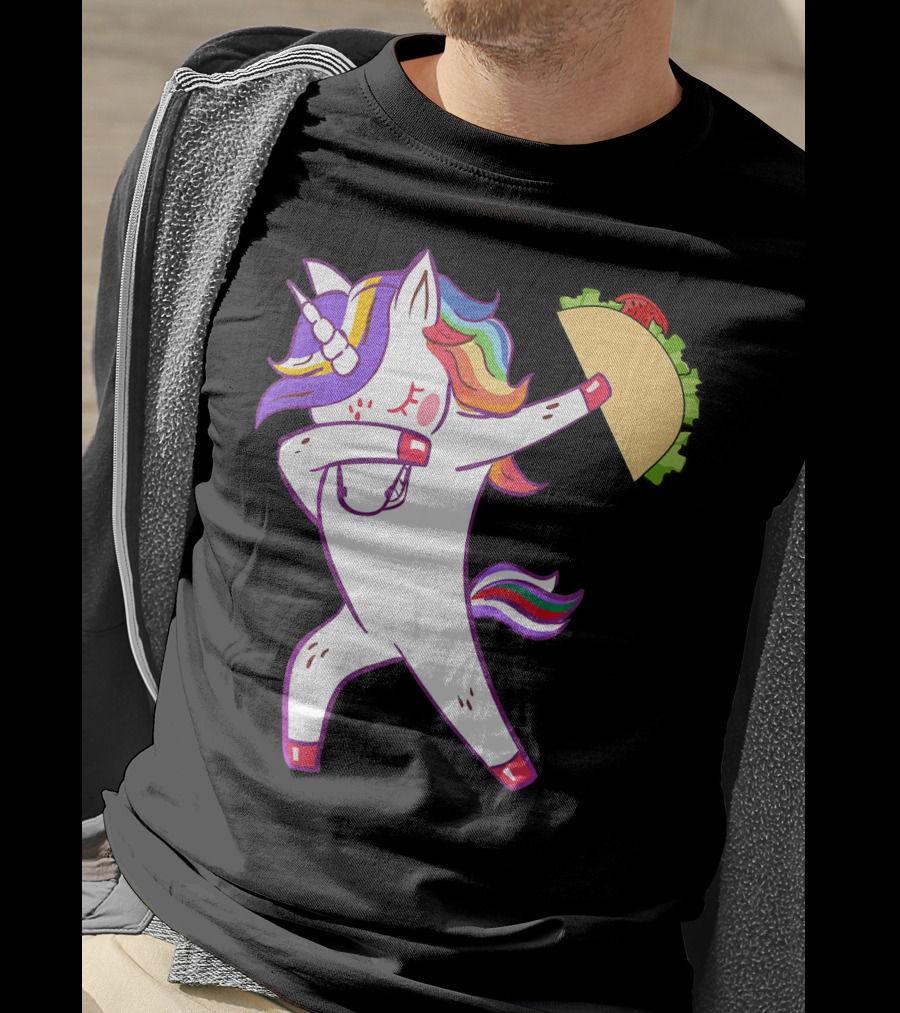 Unicorn Dabbing With Taco Cinco De Mayo T-Shirt
