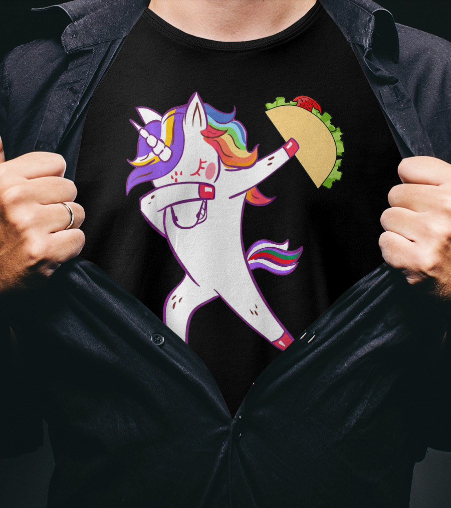 Unicorn Dabbing With Taco Cinco De Mayo T-Shirt