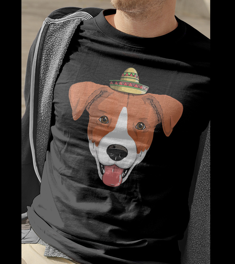 Jack Russell Dog Sombrero Fiesta Cinco De Mayo T-Shirt