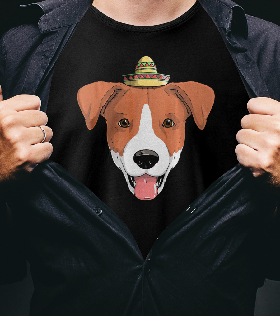 Jack Russell Dog Sombrero Fiesta Cinco De Mayo T-Shirt