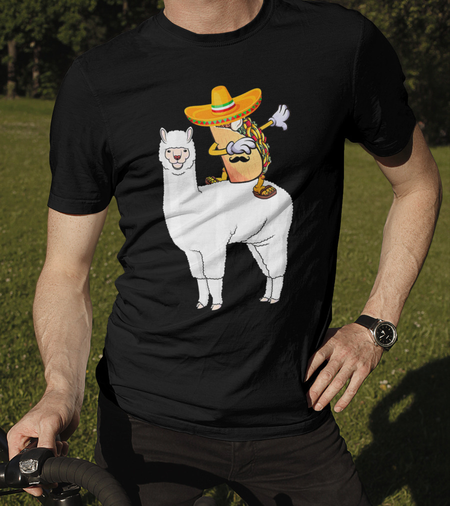 Dabbing Taco With Sombrero On Llama T-Shirt