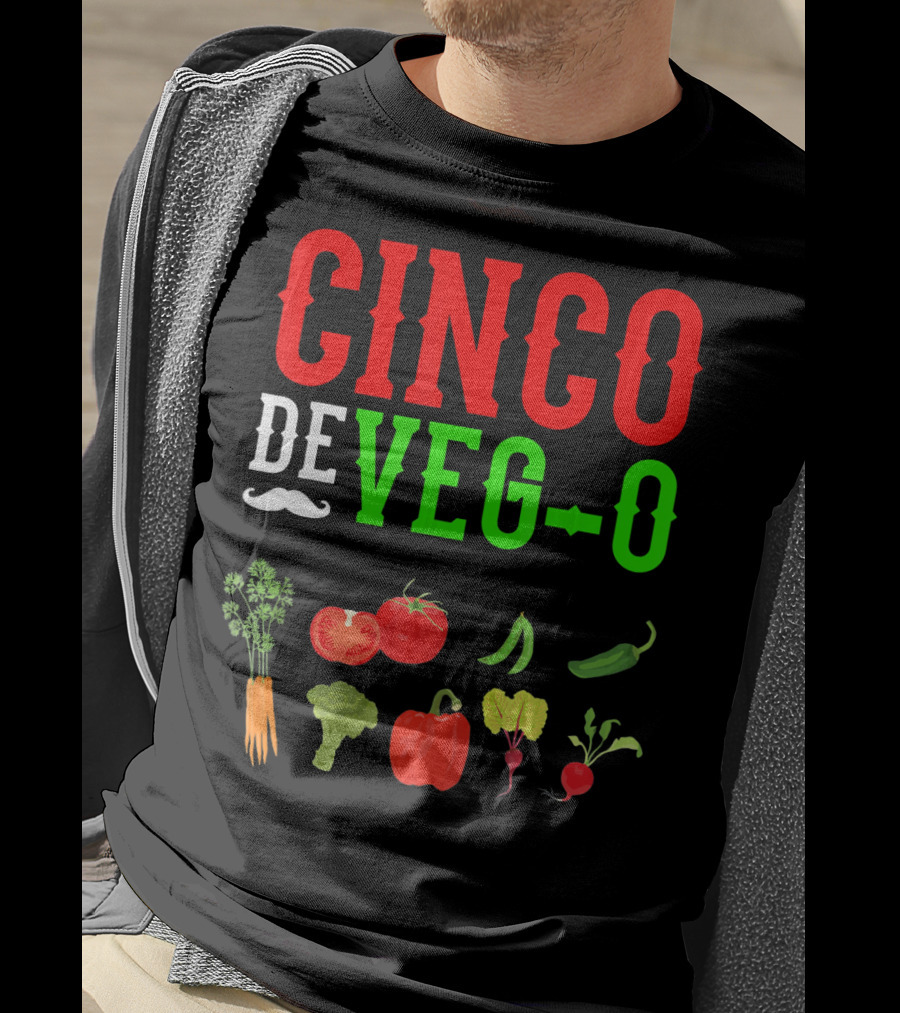 Cinco De Veg-O Vegetarian Vegetables Carrot Broccoli Tomato Pepper Radish T-Shirt