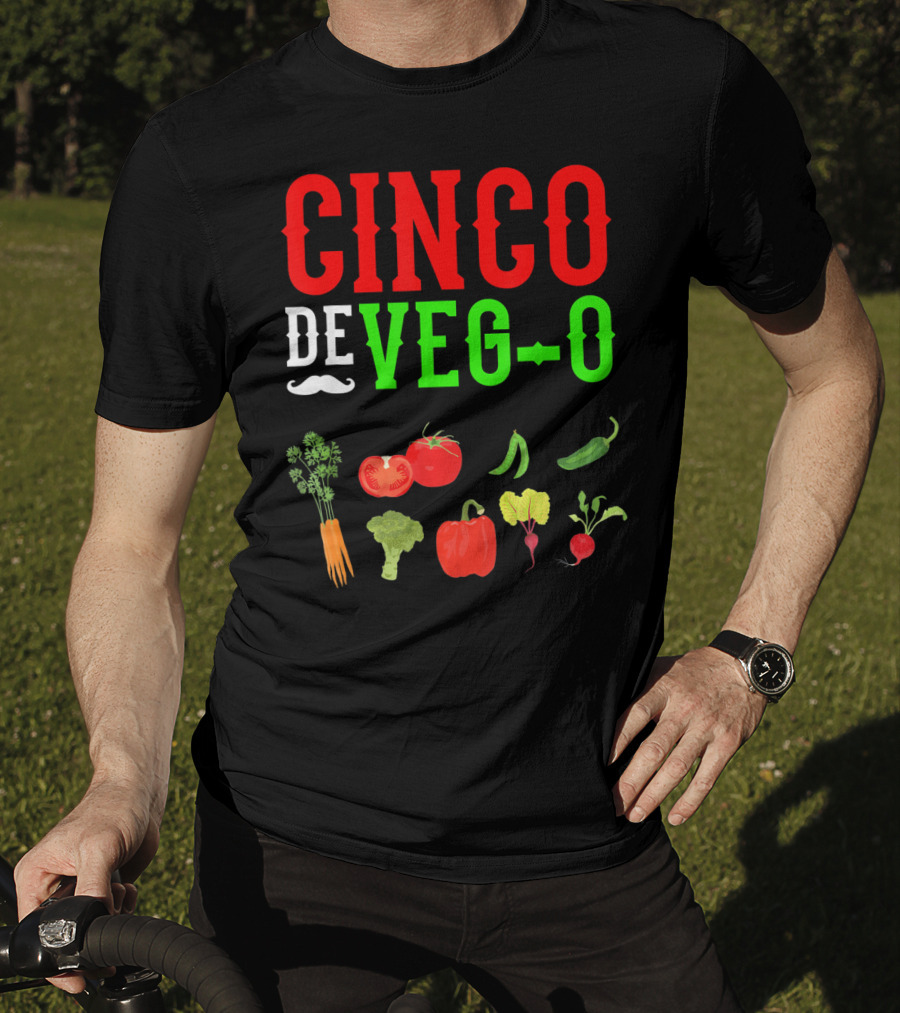 Cinco De Veg-O Vegetarian Vegetables Carrot Broccoli Tomato Pepper Radish T-Shirt