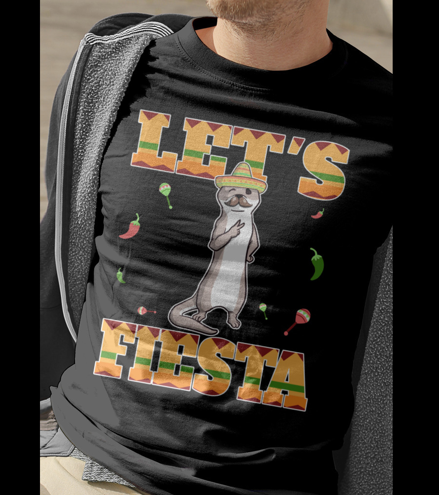 Let's Fiesta Otter Sombrero Maracas Peppers Cinco De Mayo Mexican T-Shirt