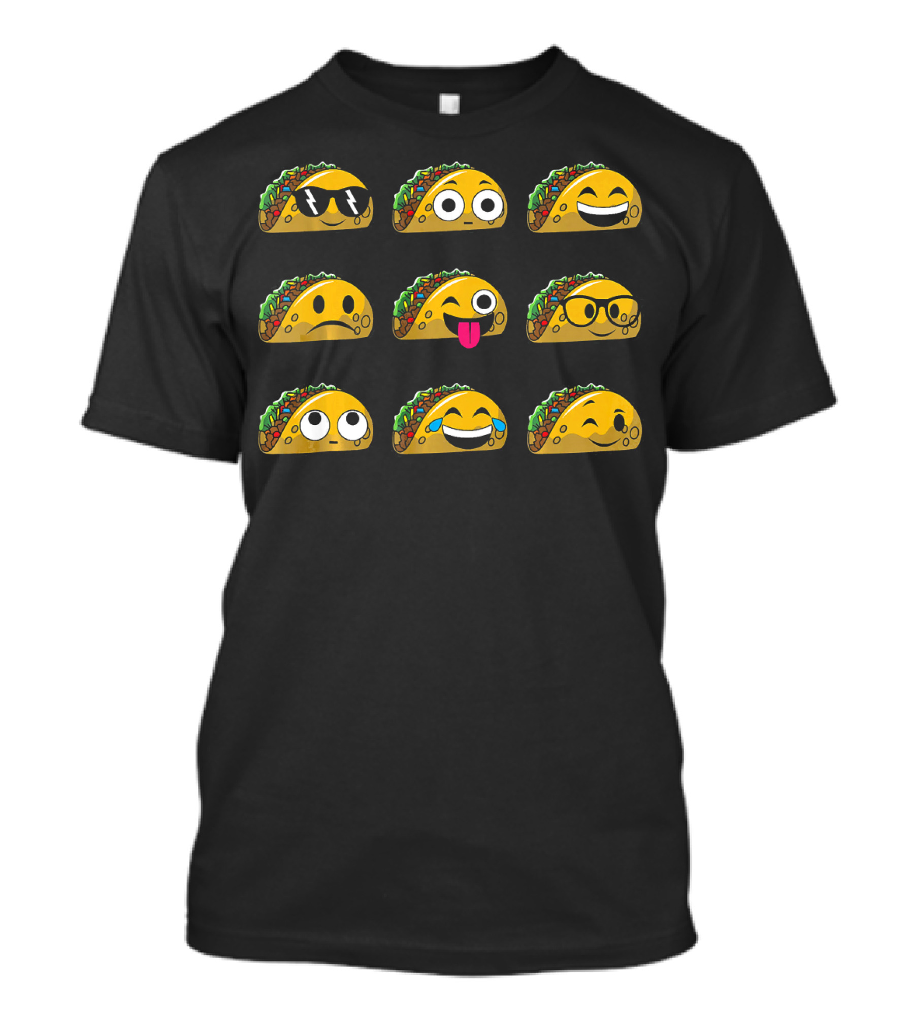Funny Mexican Food Taco Emojis With Different Expressions T-Shirt