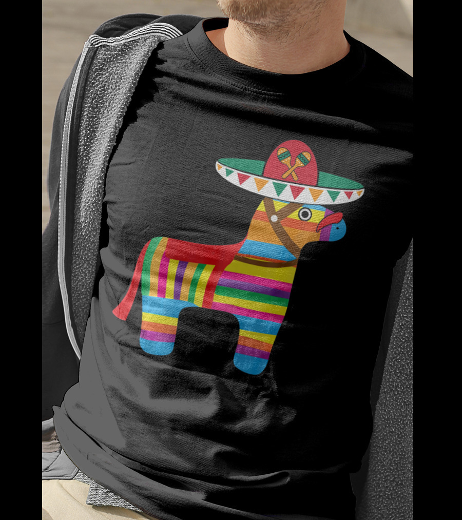 Pinata With Sombrero Mustache Cinco De Mayo Fiesta T-Shirt