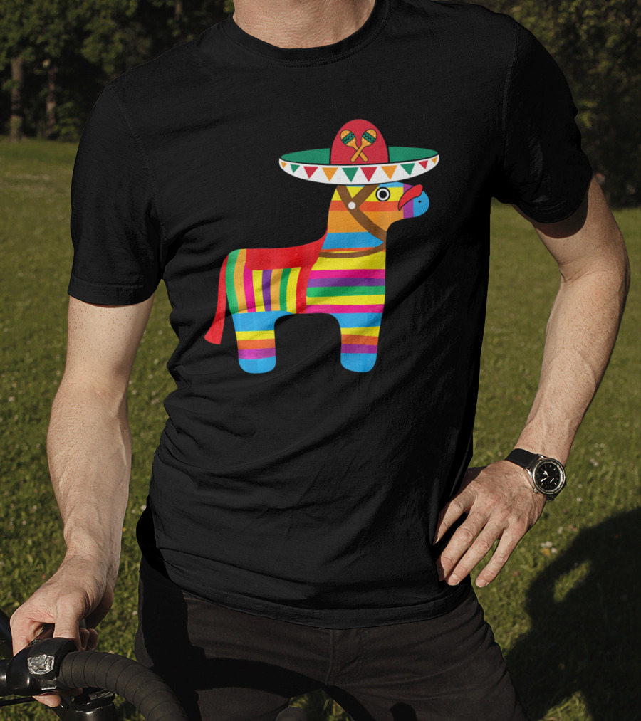 Pinata With Sombrero Mustache Cinco De Mayo Fiesta T-Shirt
