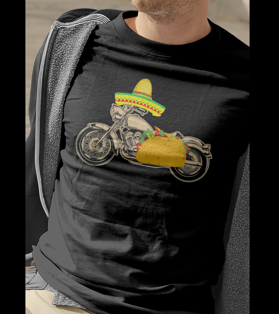 Cinco De Mayo Motorcycle Taco Sombrero Rider T-Shirt