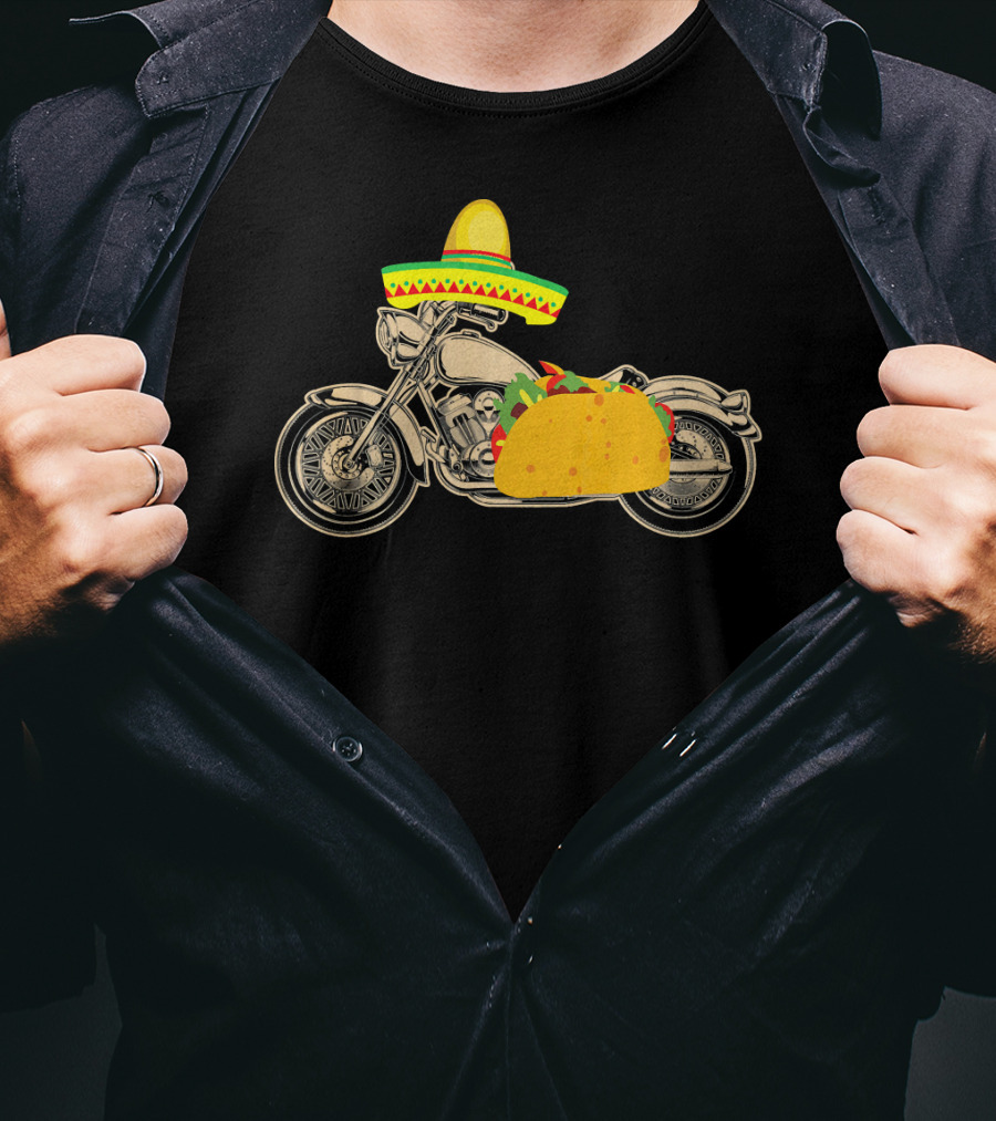 Cinco De Mayo Motorcycle Taco Sombrero Rider T-Shirt