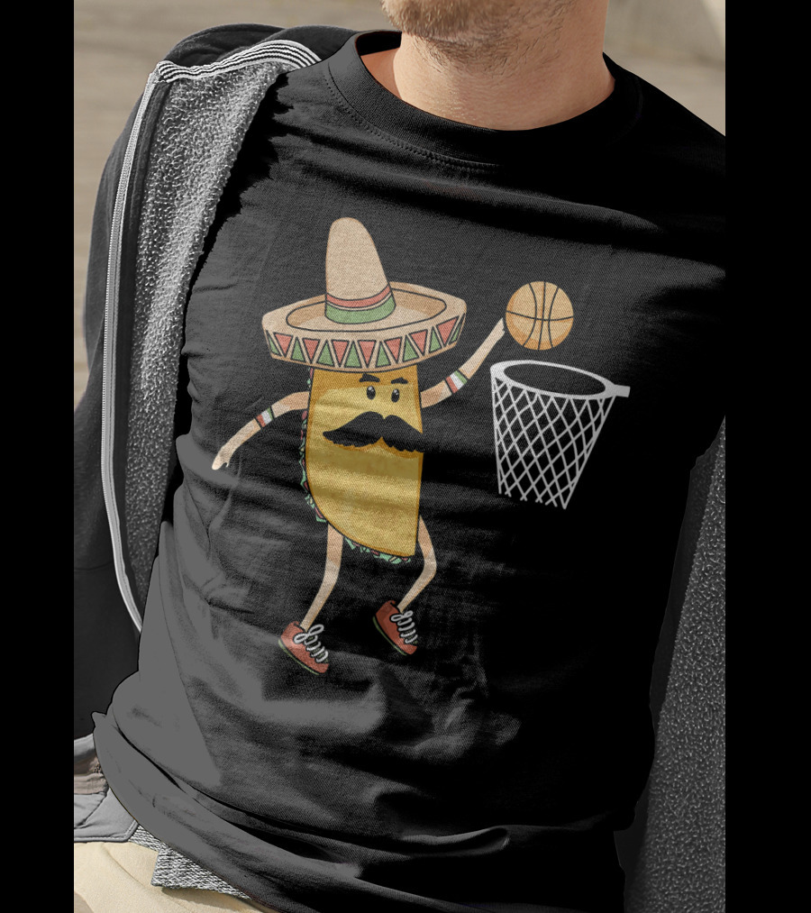 Sombrero Taco Slam Dunk Basketball Sports Fun T-Shirt