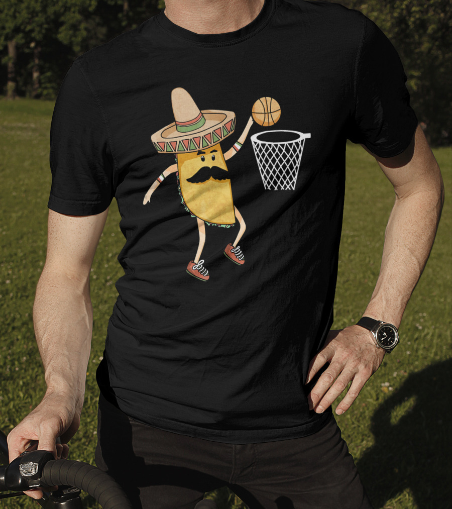 Sombrero Taco Slam Dunk Basketball Sports Fun T-Shirt