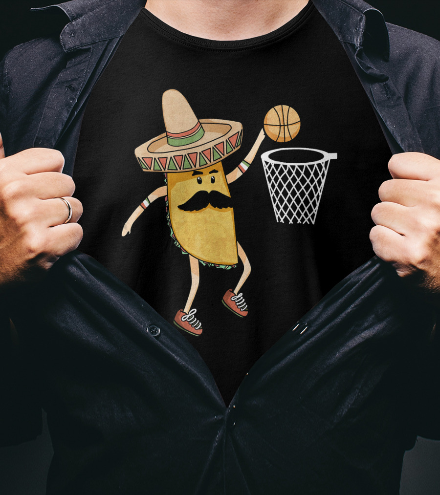 Sombrero Taco Slam Dunk Basketball Sports Fun T-Shirt