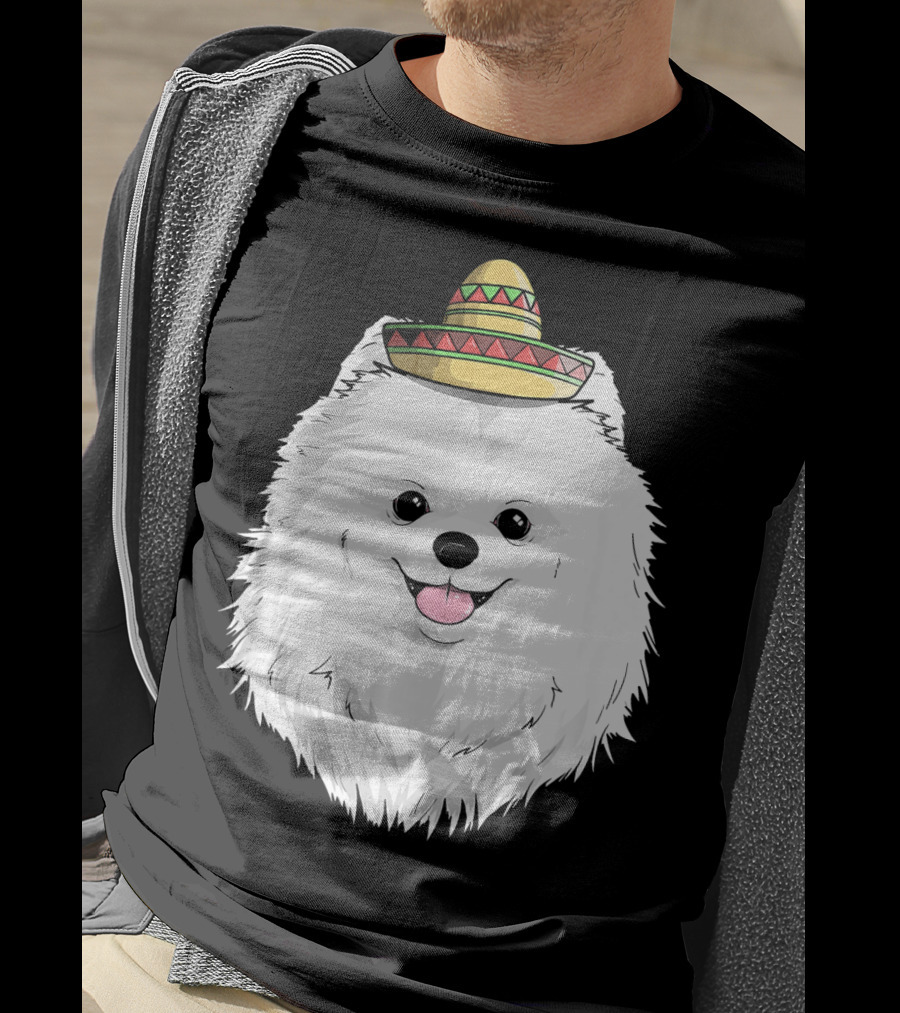 Fiesta Pomeranian Dog Sombrero Cinco De Mayo T-Shirt