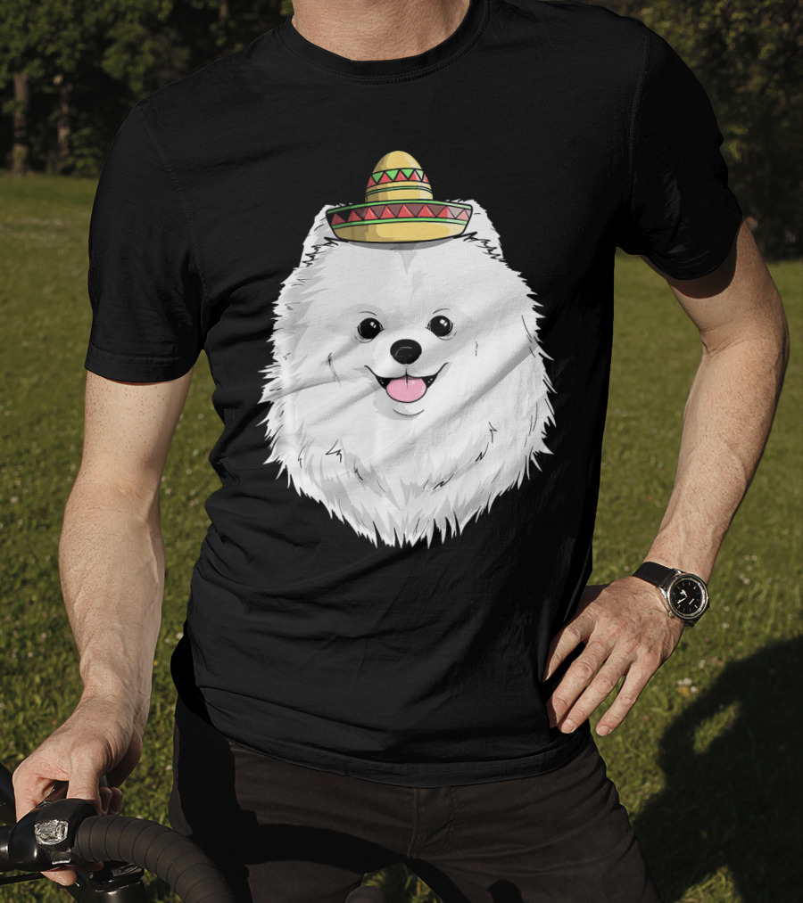 Fiesta Pomeranian Dog Sombrero Cinco De Mayo T-Shirt