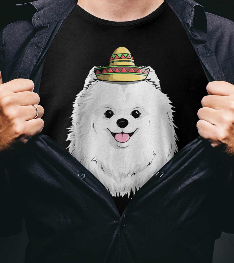 Fiesta Pomeranian Dog Sombrero Cinco De Mayo T-Shirt