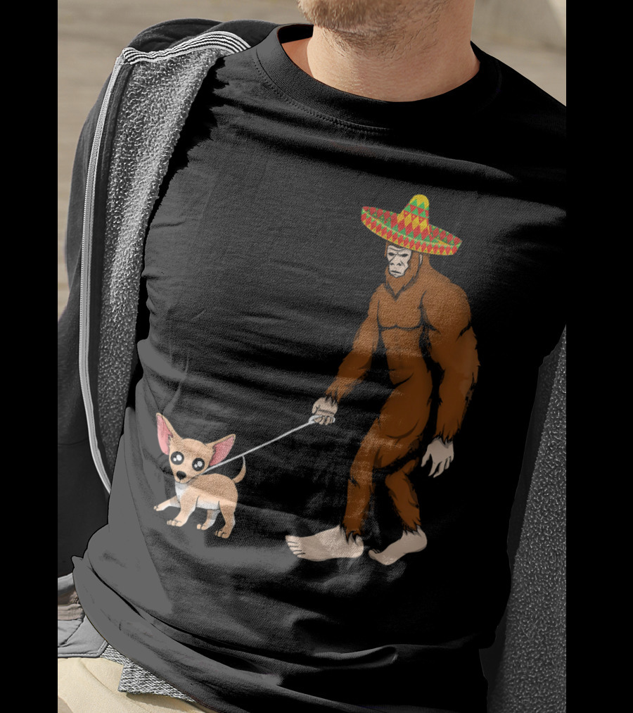 Bigfoot Sombrero And Chihuahua T-Shirt